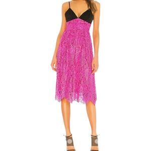 NWT NBD x Revolve Merlot Magenta Metallic Lace Dress Pink Black Formal Prom M